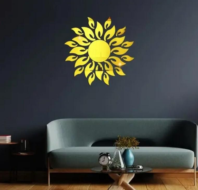 Gold Sun Mirror Wall Stickers