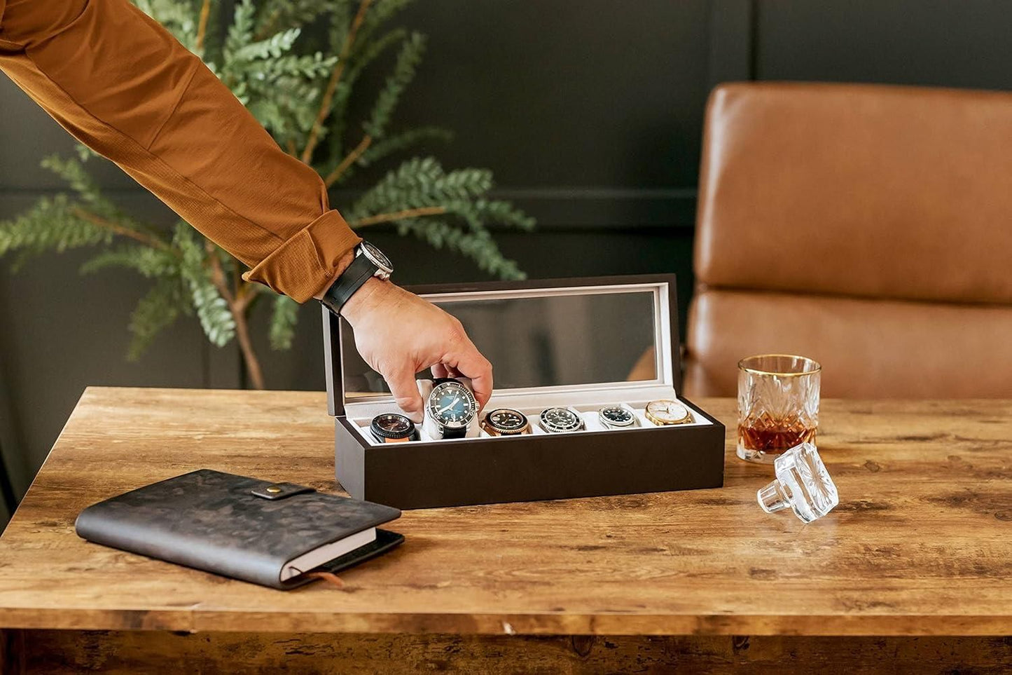 Wooden Watch Box with Glass Display