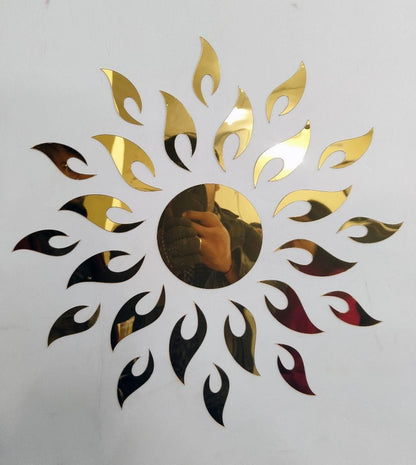 Gold Sun Mirror Wall Stickers