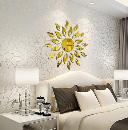 Gold Sun Mirror Wall Stickers